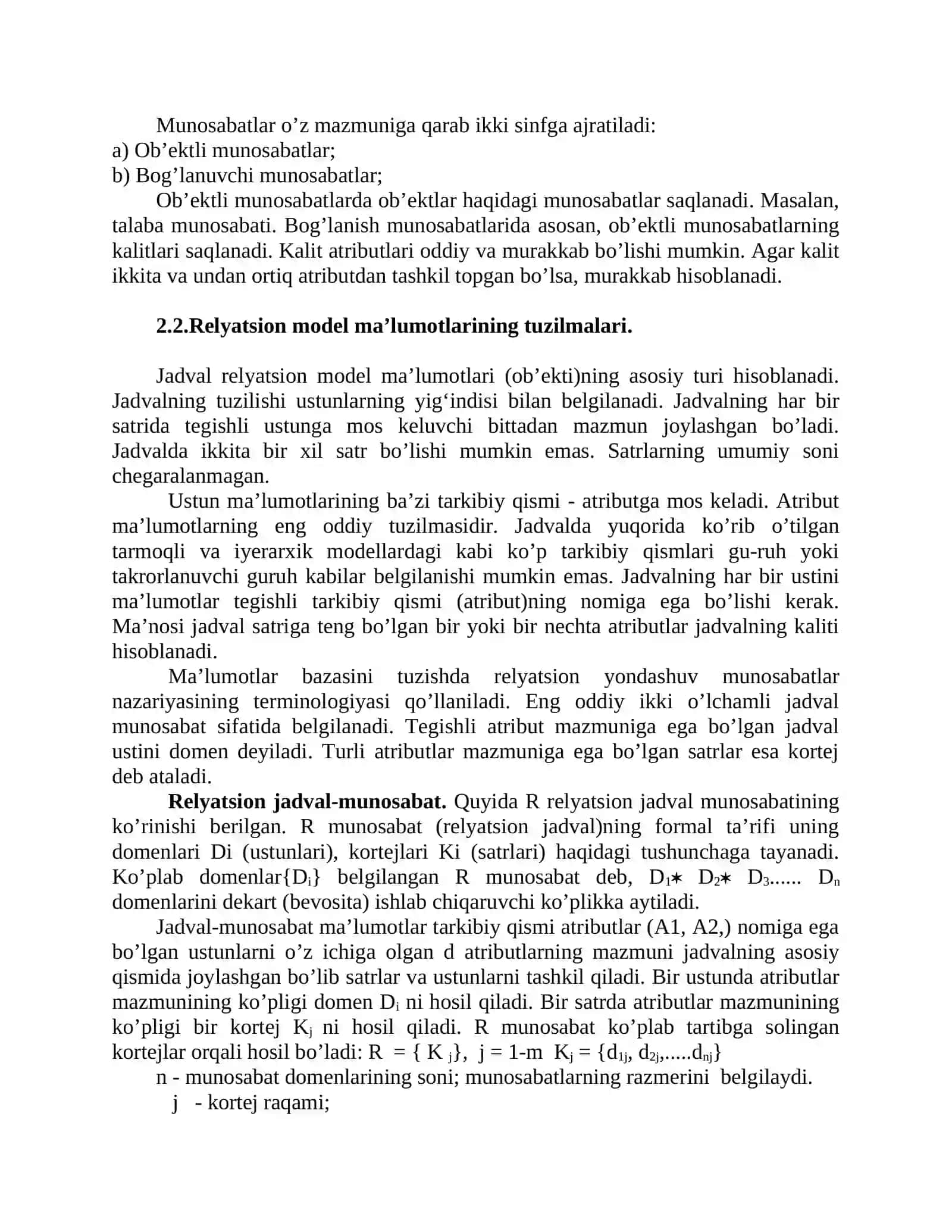 MA’LUMOTLARNI RELYATSION BOSHQARISHNING ASOSIY VOSITALARI 4