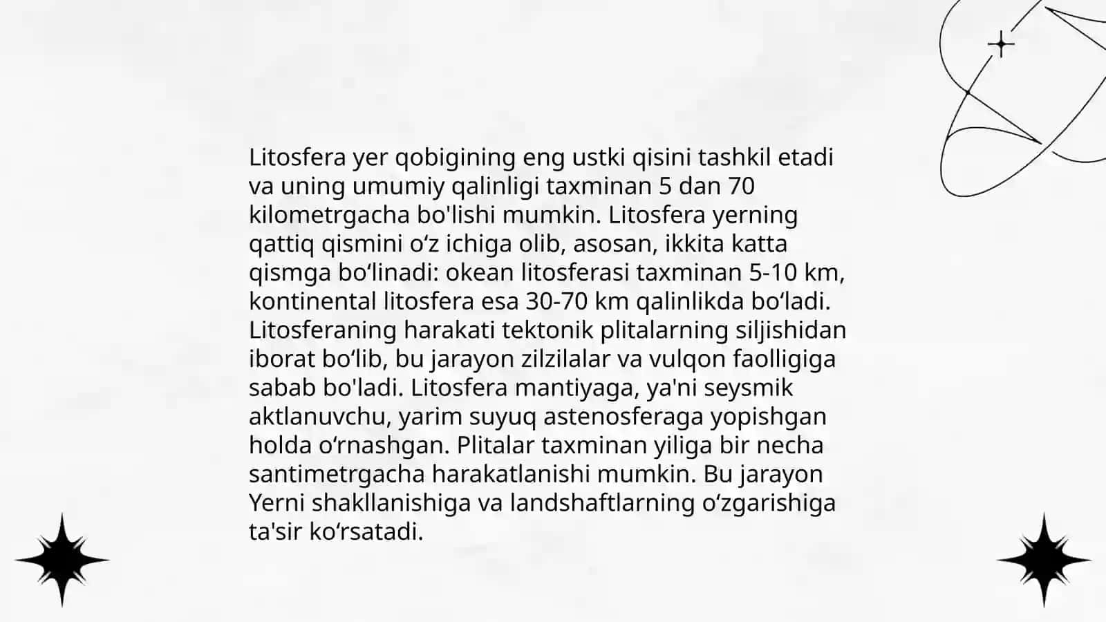 Yerning ichki qismlari. Litosfera. Mantiya va markazining tuzilishi 4