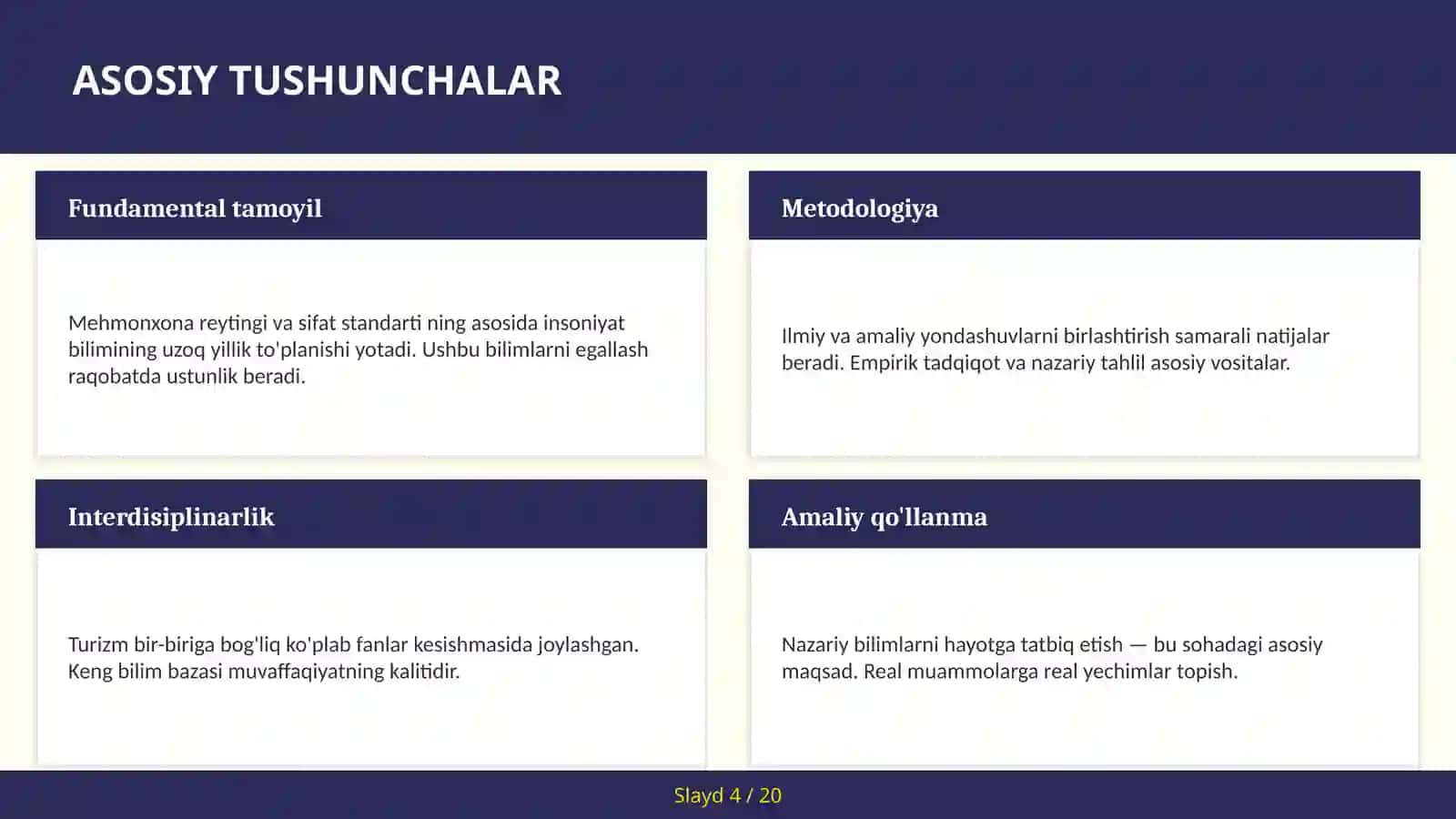 Mehmonxona reytingi va sifat standarti 4