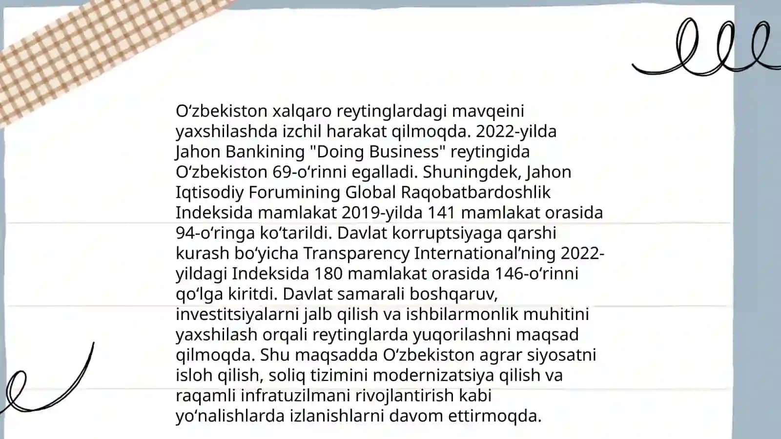 O'zbekistonni xalqaro reytingdagi ko'rsatgichlarini ko'tarishning tarixiy va siyosiy ahamiyati 4