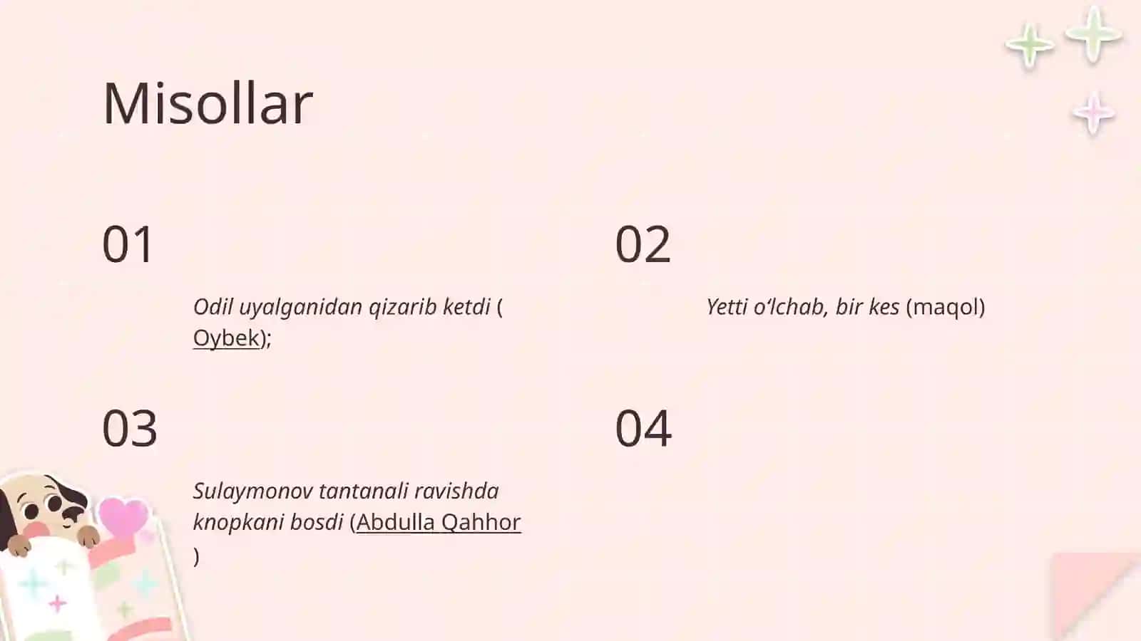 Hol va gapning ikkinchi darajali bo'lib, ish-harakatning belgi-sifatini o'rganish 4