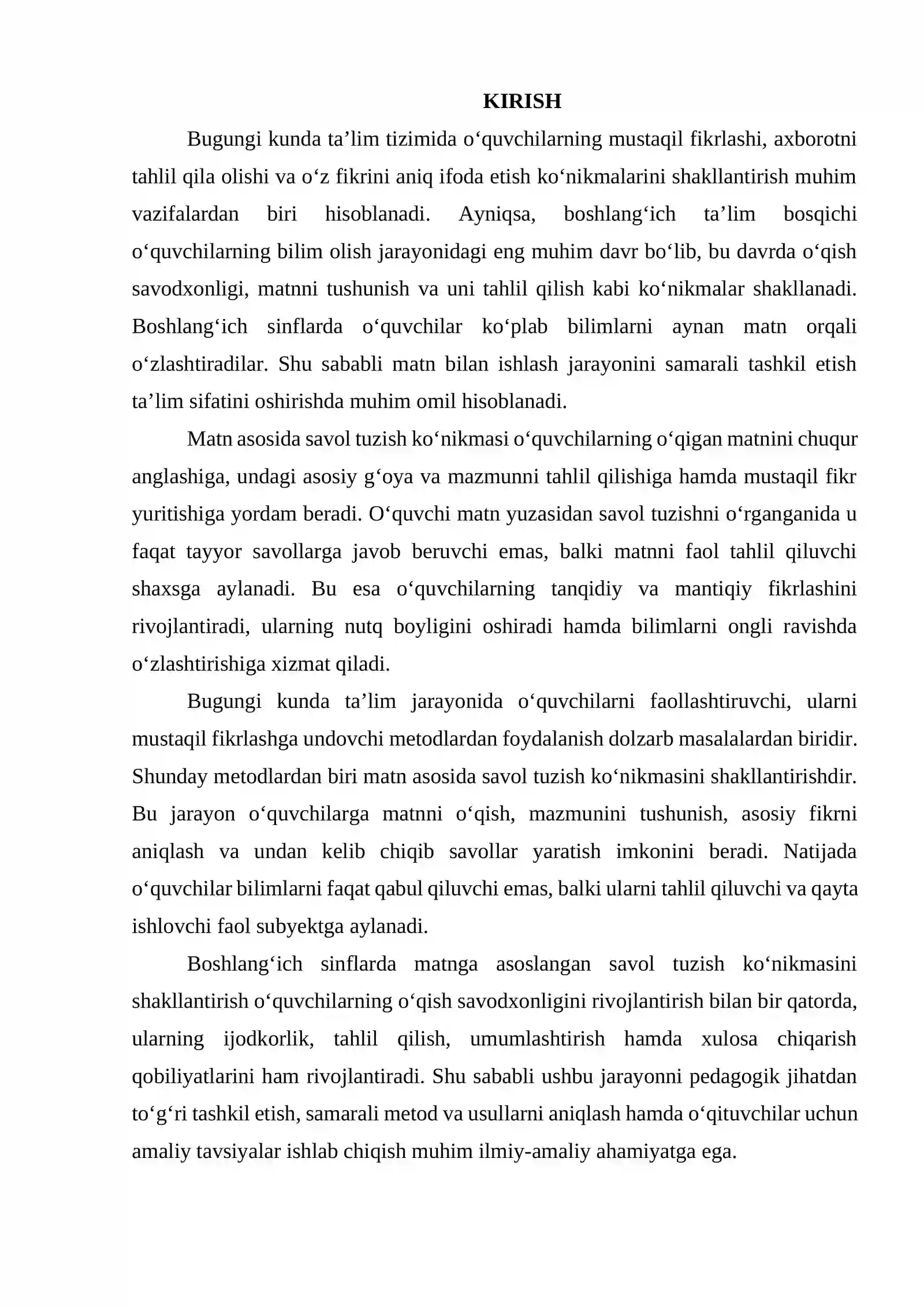 Boshlang'ich sinflarda matnga asoslangan savol tuzish ko'nikmasini shakllantirish 4