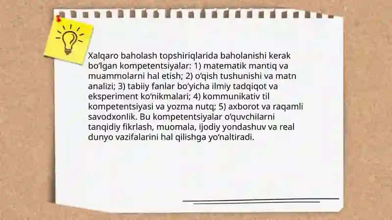 Xalqaro baholash dasturlariga asoslangan topshiriqlarni o'rganish 4