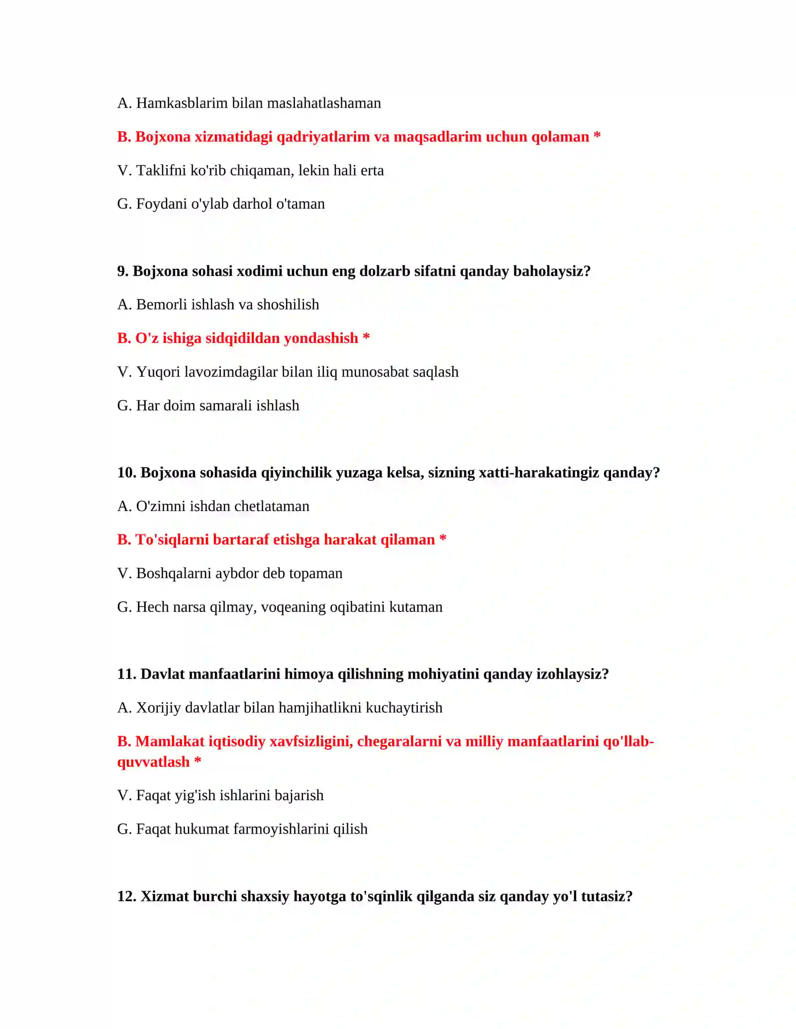 Bojxona mantiqiy test savollari 4