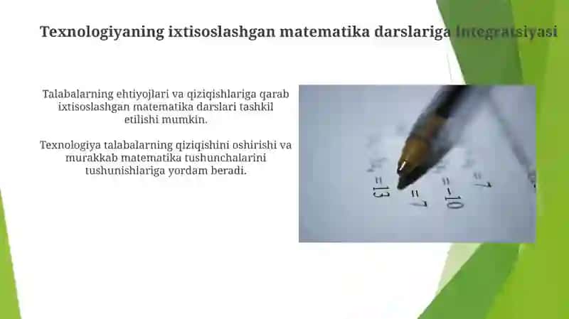 Boshlang'ich sinflarda matematikaga ixtisoslashtirilgan sinflarda o'qitishni tashkil etish 4
