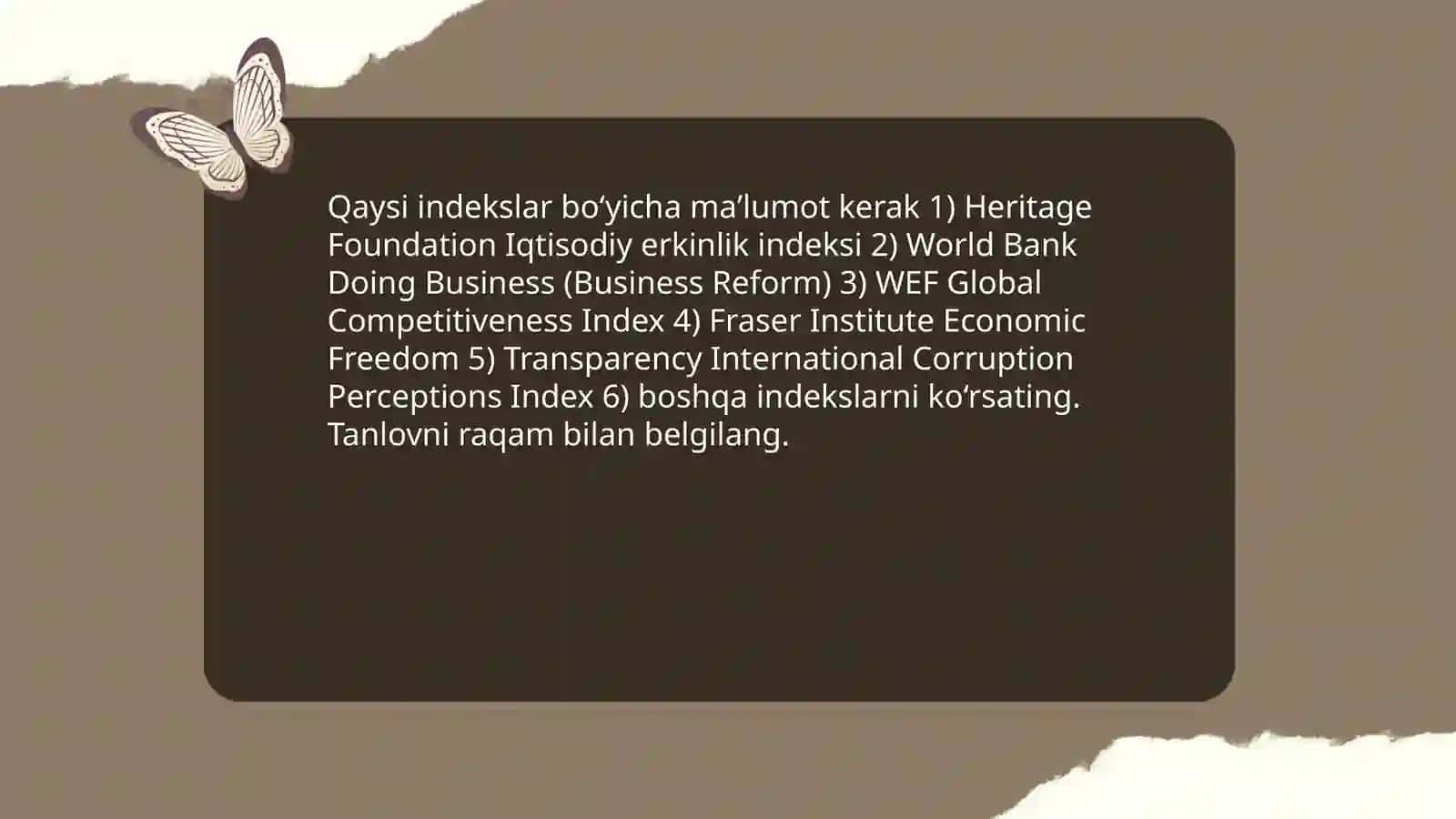 Yangi Oʻzbekiston ijtimoiy siyosiy iqtisodiy va maʼnaviy hayotda roʻy berayotgan oʻzgarishlarning xalqaro reyting va indekslarda aks etishi 4