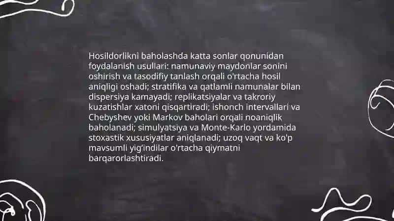 Katta sonlar qonuni va uning qishloq xo‘jaligi masalalariga tadbiqi 4