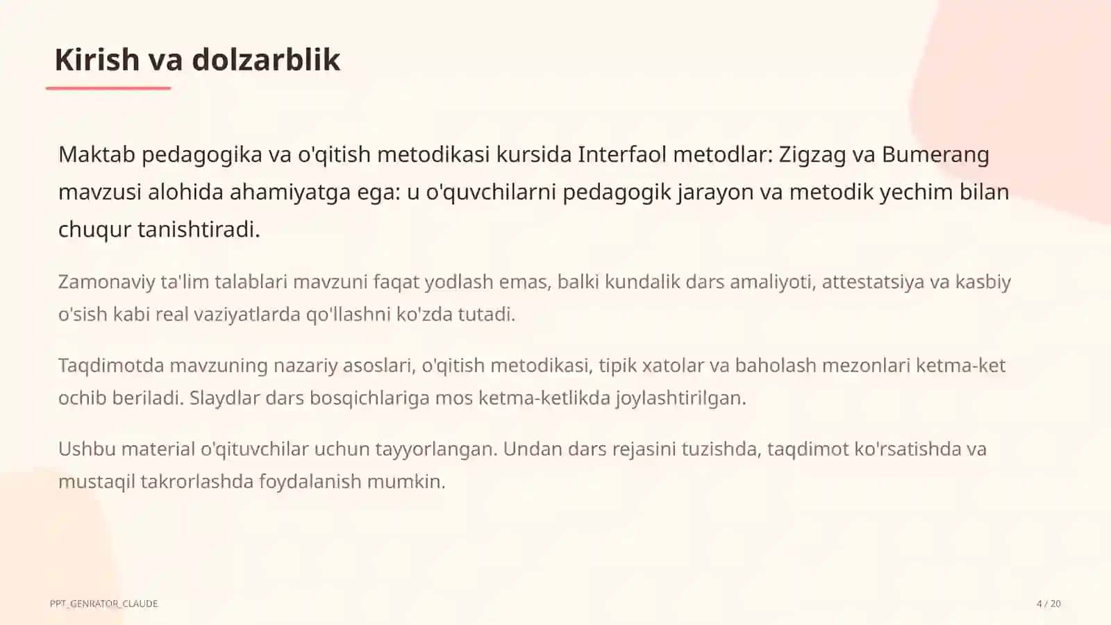 Interfaol metodlar: Zigzag va Bumerang 4