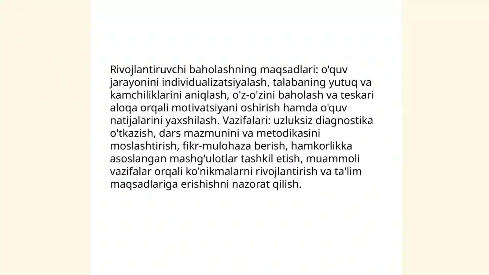 Formativ-rivojlantiruvchi baholashning ta'lim tizimi 4