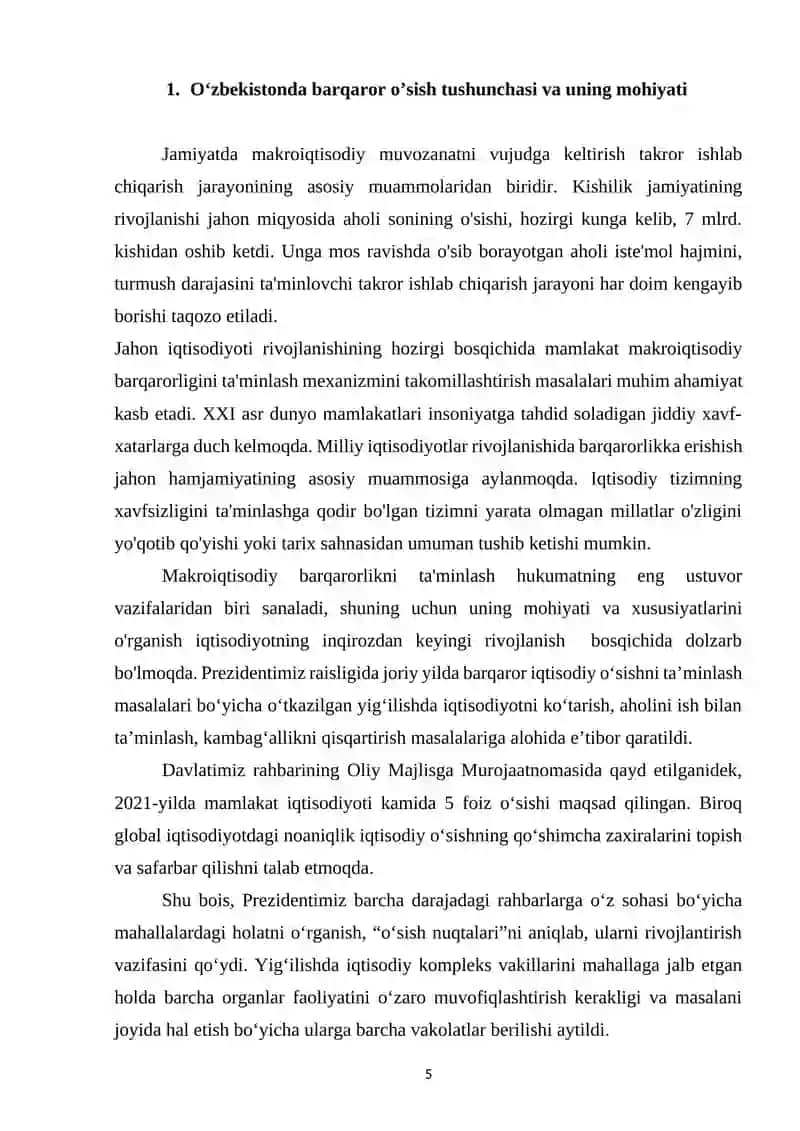 O’zbekistonda barqaror iqtisodiy o’sishni ta’minlashning omillari va yo’llari 4