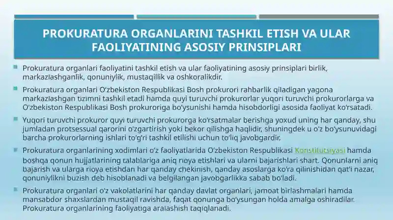 O‘zbekiston Respublikasi Prokuratura Organlarining Asosiy Vazifalari 4