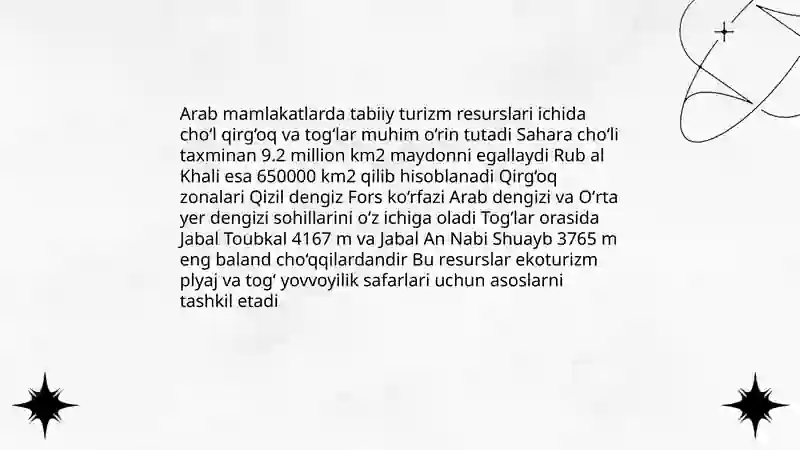 Arab mamlakat xalqaro turizm geografiyasi 4