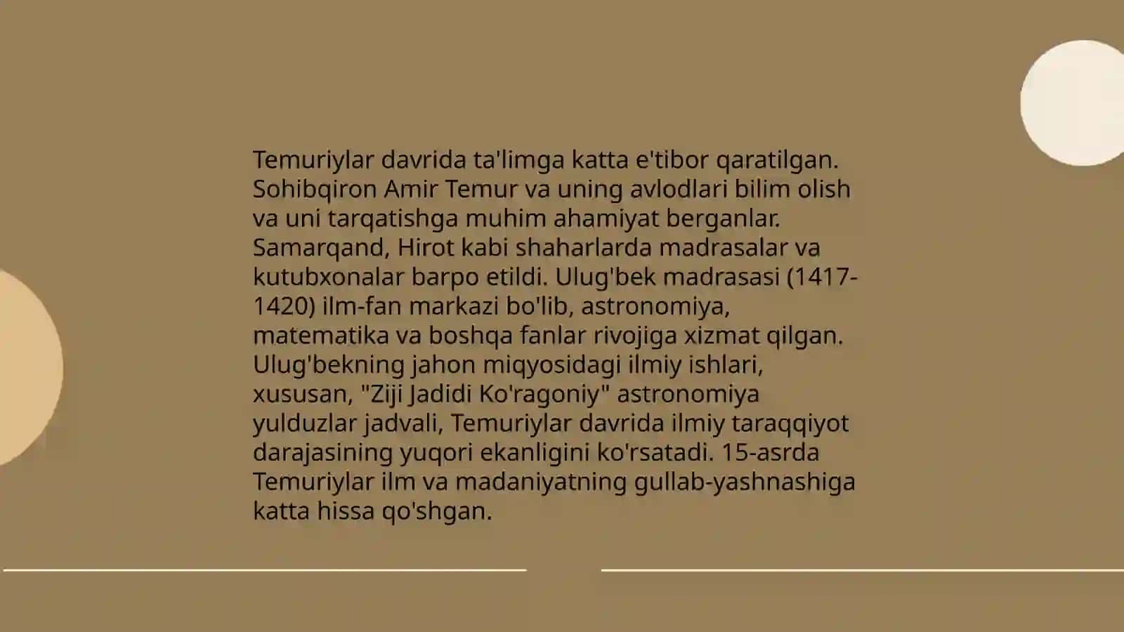 Temuriylar davrida ta'lim-tarbiya va pedagogik g'oyalar taraqqiyoti 4