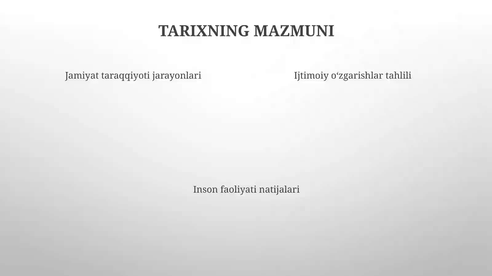 Jamiyat taraqqiyotida tarixning mazmuni yoʻnalishlari va konsepsiyalari 4