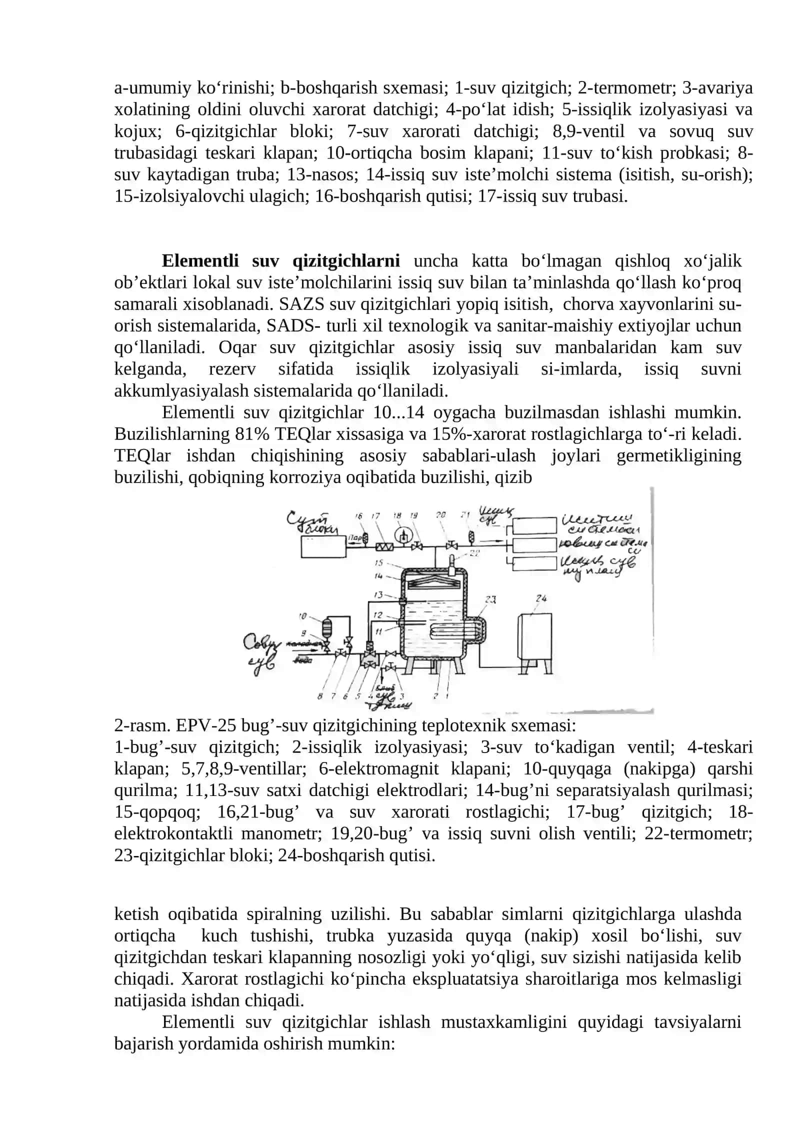 QISHLOQ VA SUV XO‘JALIGI ELEKTR ISITISH USKUNALARI. ELEKTR SUV QIZITGICHLAR, BUG‘ GENERATORLARI VA ELEKTR BUG‘ QOZONLARI 4