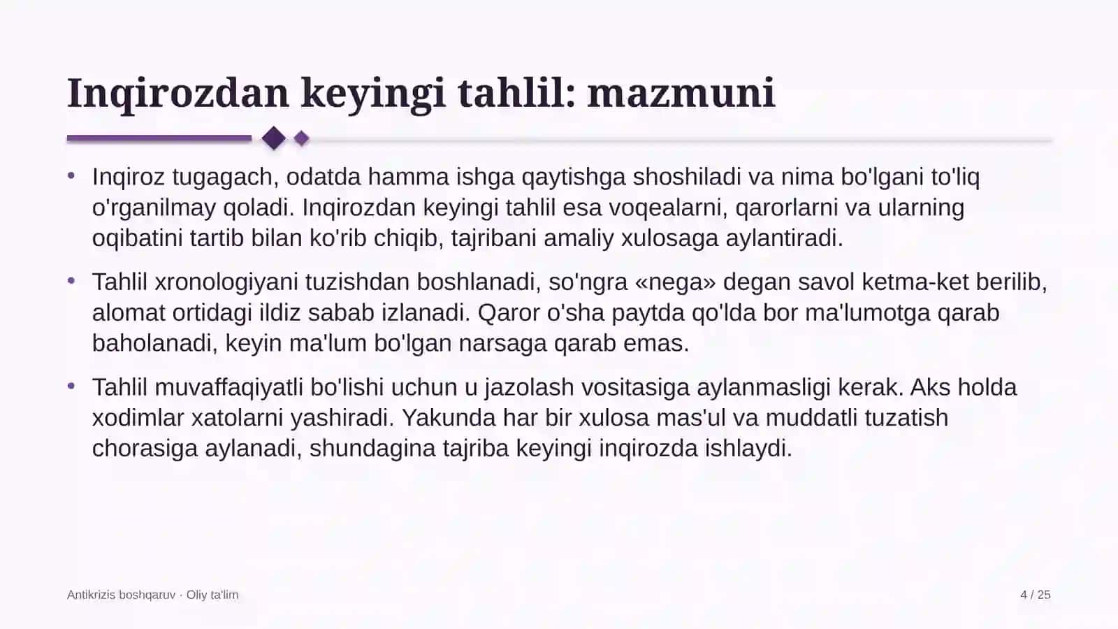 baholash tashkilotlarida inqirozdan keyingi tahlilni o'tkazish 7777 4