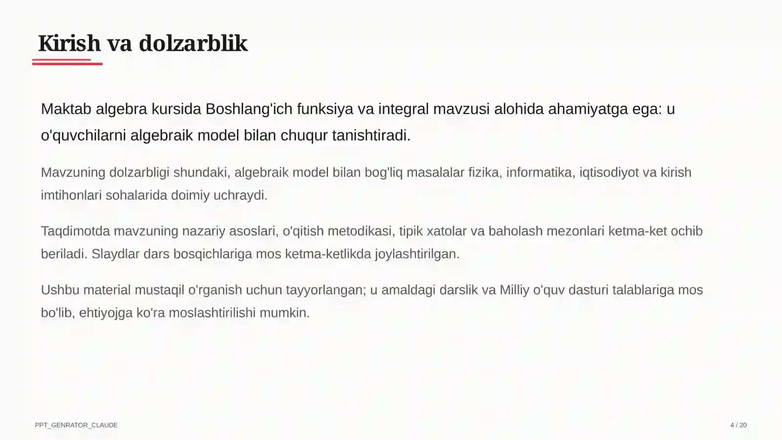 Boshlang'ich funksiya va integral (11-sinf) 4