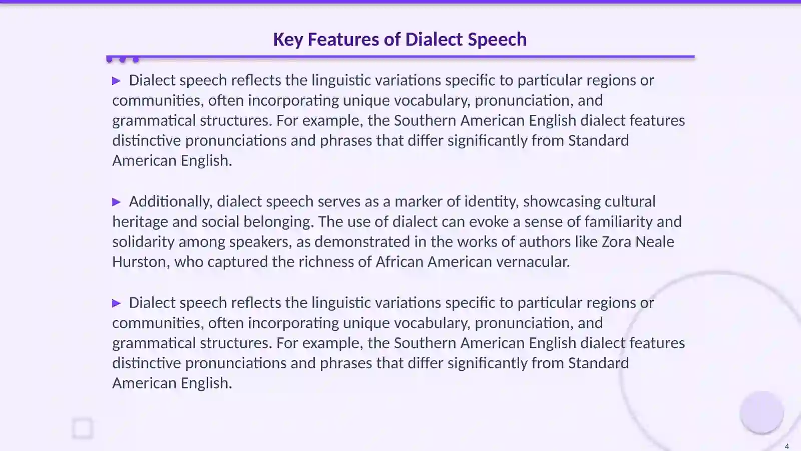 Literary Speech and Dialect Speech 4