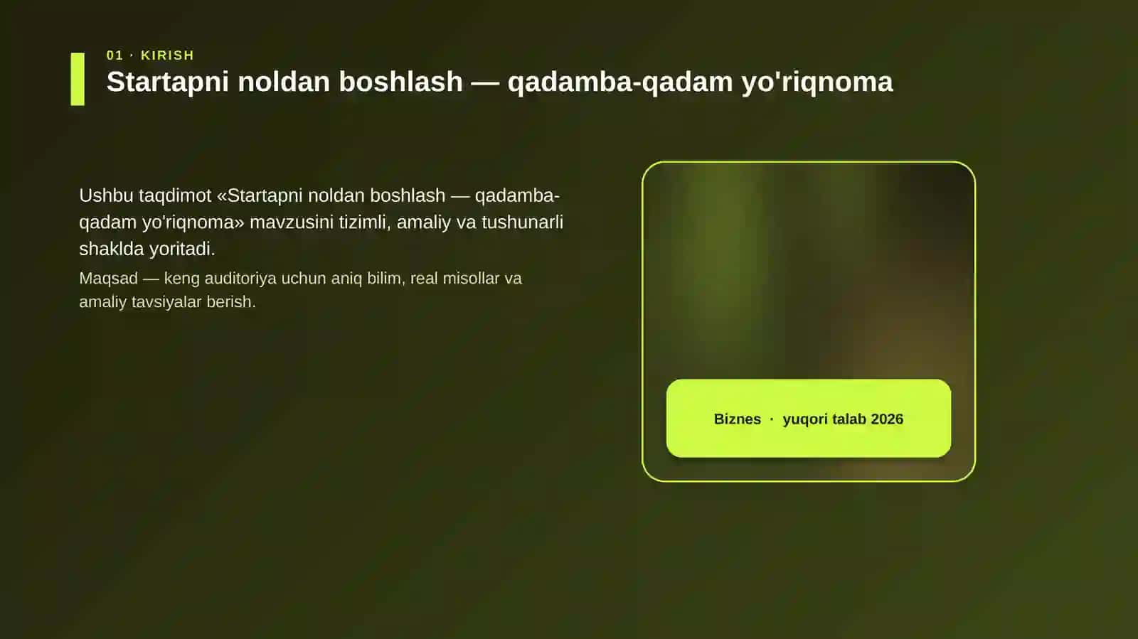 Startapni noldan boshlash — qadamba-qadam yo'riqnoma 4