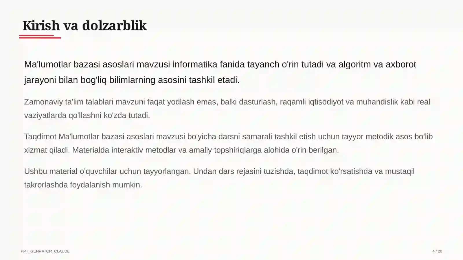 Ma'lumotlar bazasi asoslari (9-sinf) 4