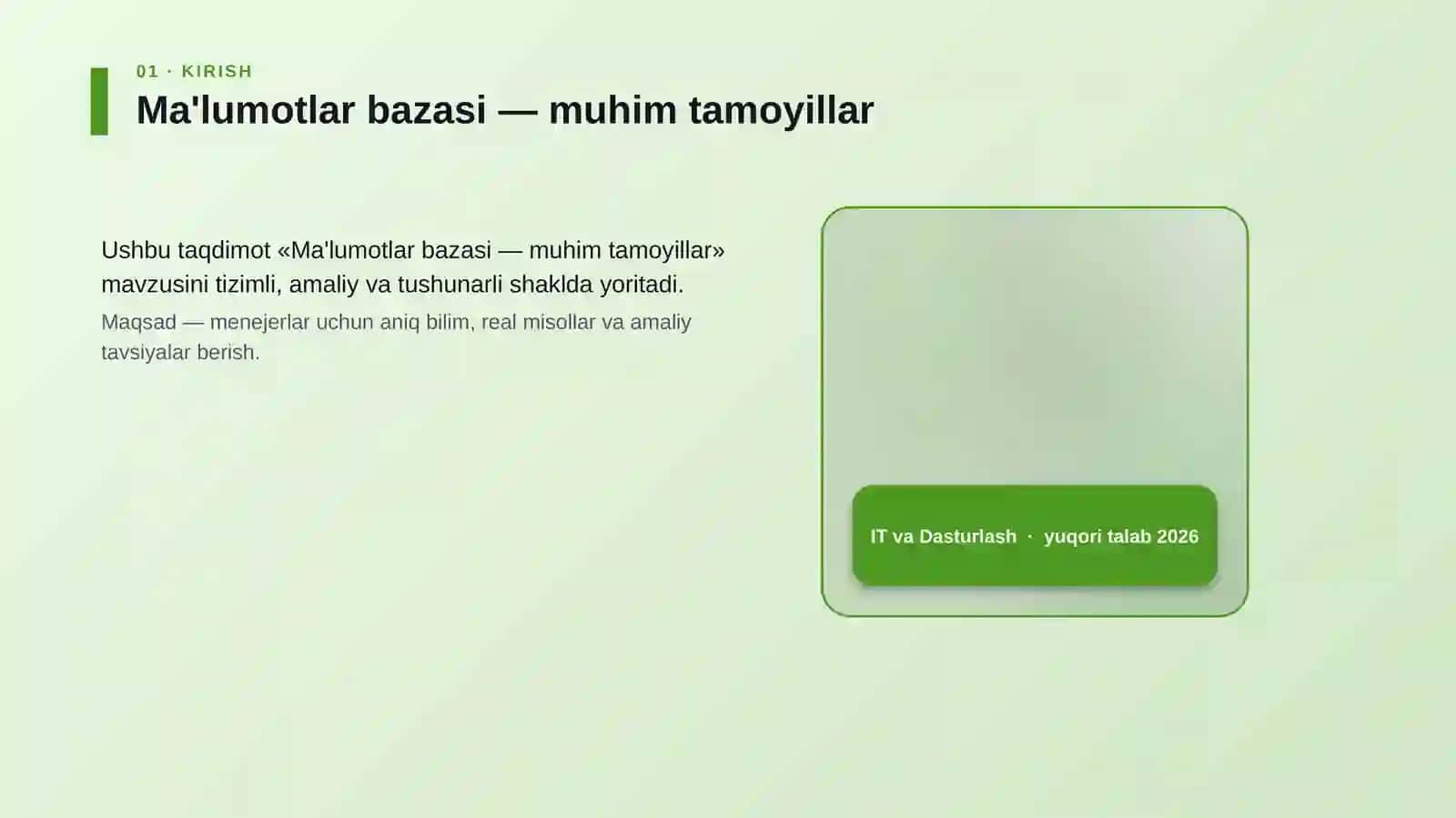 Ma'lumotlar bazasi — muhim tamoyillar 4