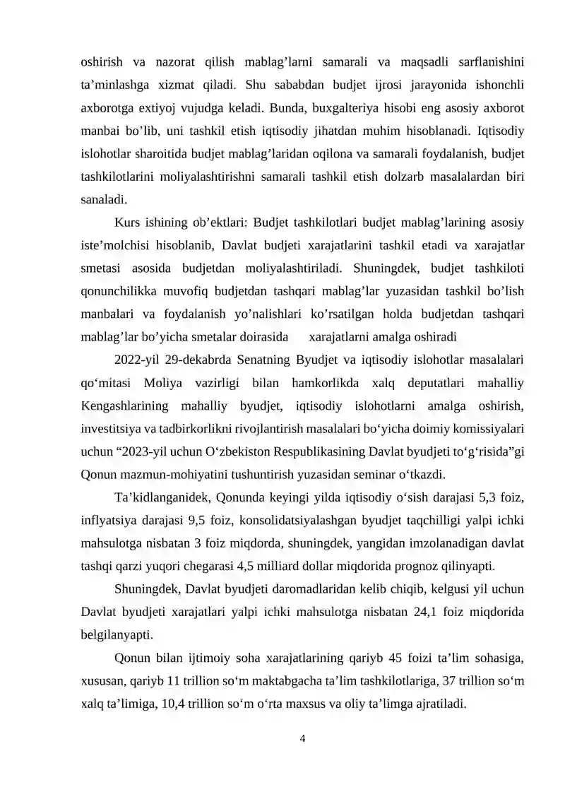 Byudjet tashkilotlarida xarajatlar smetasi ijrosining nazorat qilish 4