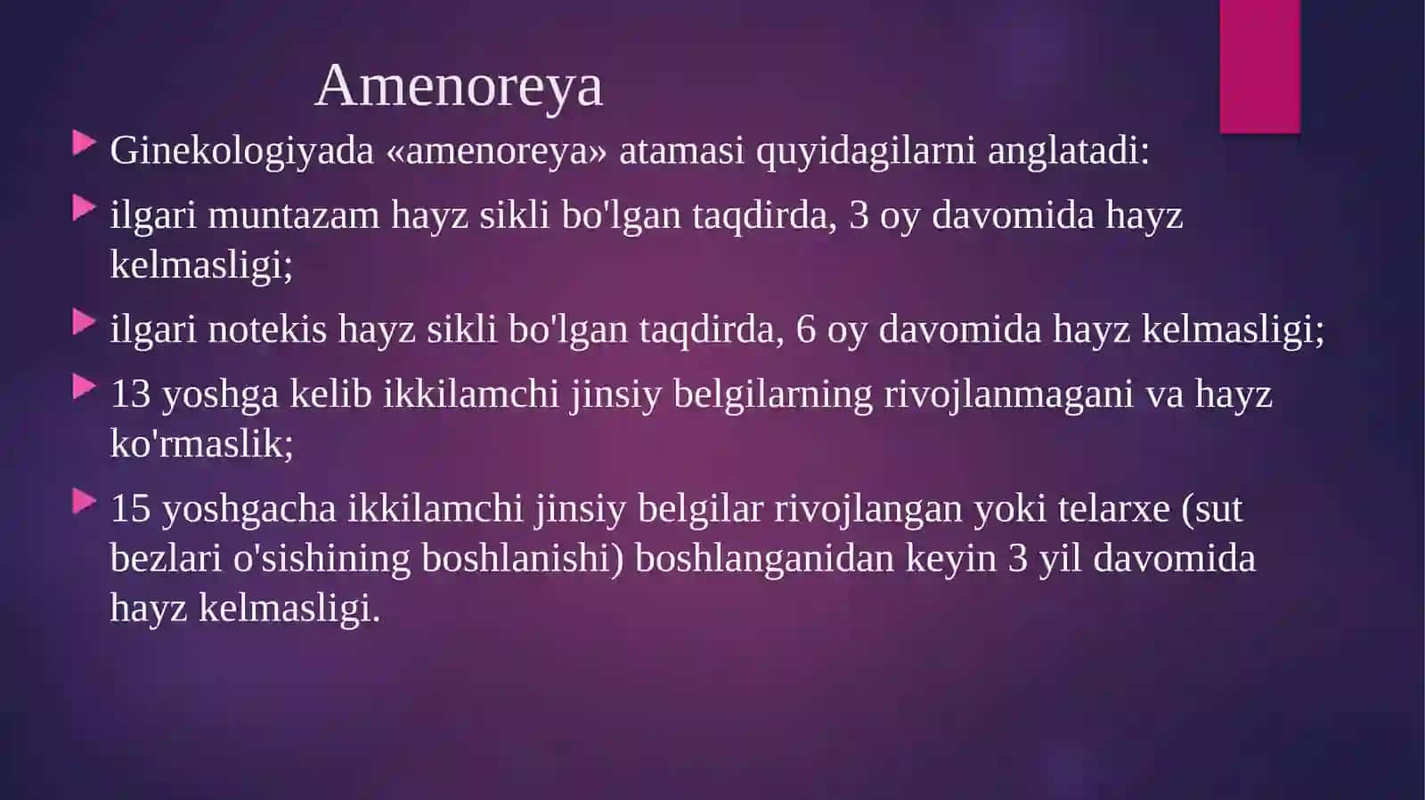 Hayz sikli buzilishlari va amenoreya 4