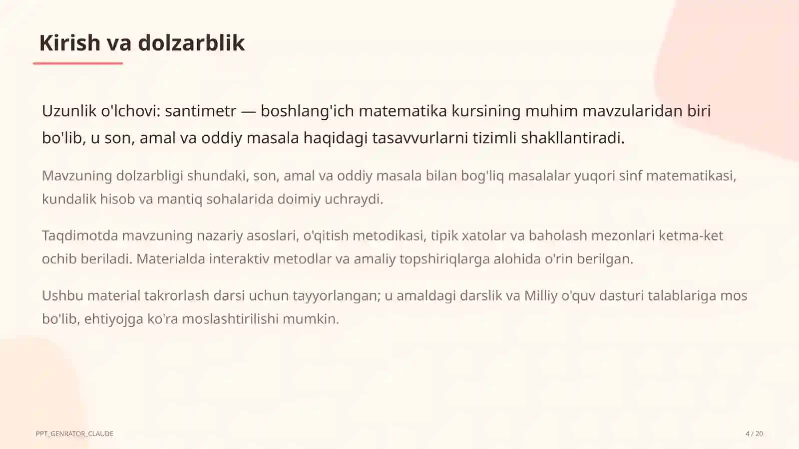 Matematika Takrorlash darsi 4