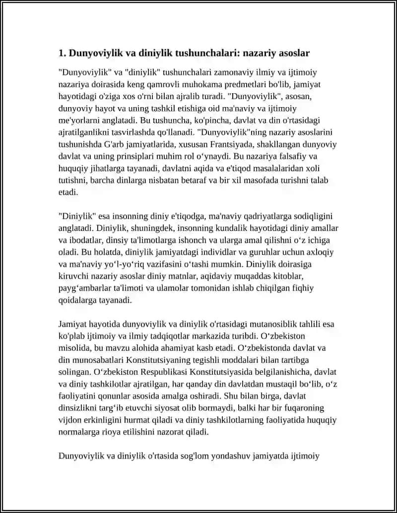 JAMIYAT HAYOTIDA DUNYOVIYLIK VA DINIYLIK MUTONOSIBLIGI 4