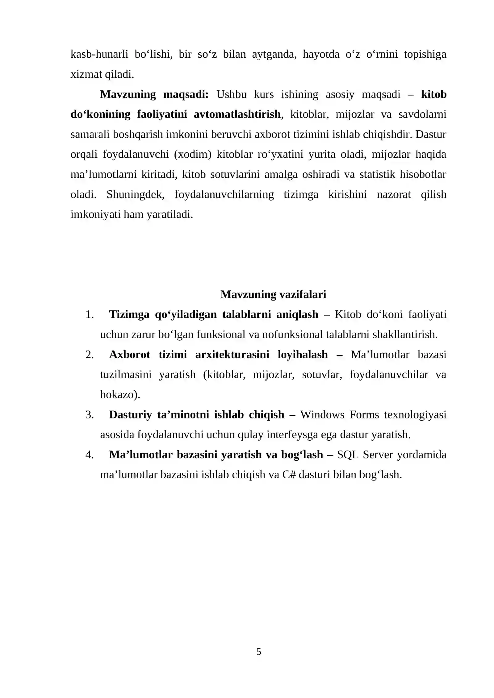 “Kitob do’koni” avtomatlashtirilgan axborot tizimini ishlab chiqish 4