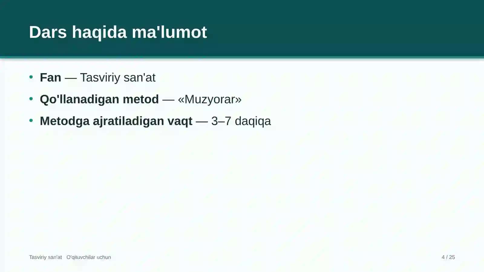 tasviriy san'at darslarida muzyorar metodidan foydalanish 9449 4