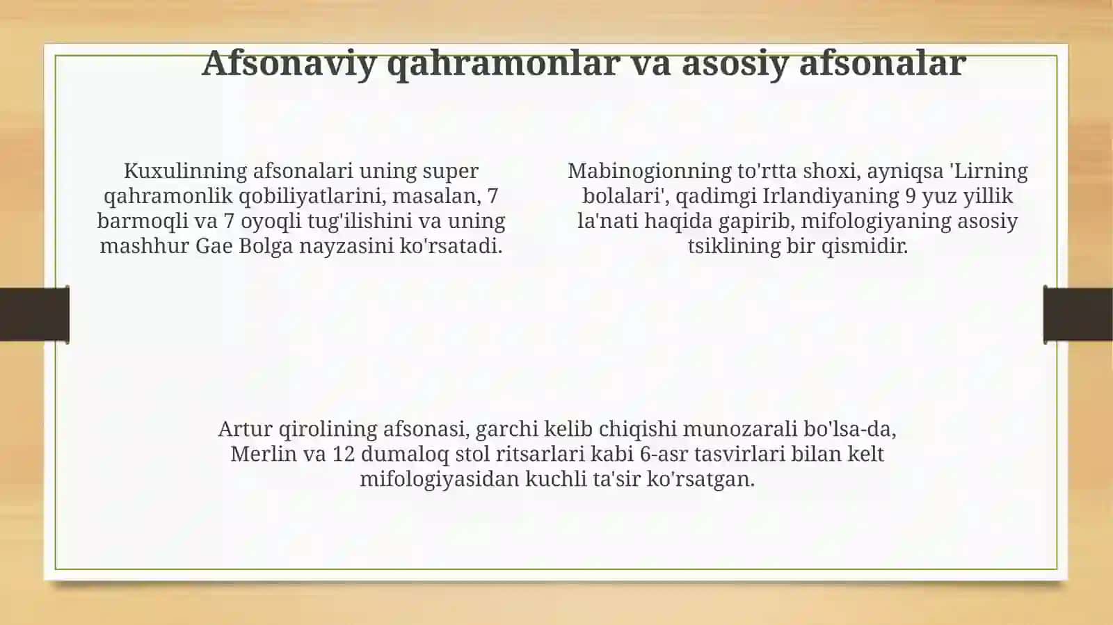 Kelt xalqlari epik ijodi – bardlar va druidlar tomonidan yaratilgan sagalar 4