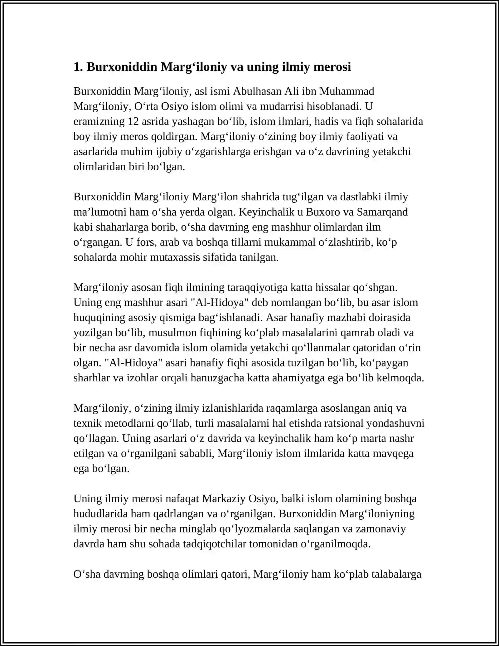 BURXONIDDIN MARGʻILONIYNING AL HIDOYA ASARINING FIQH ILMI RIVOJIDAGI AHAMIYATI 4