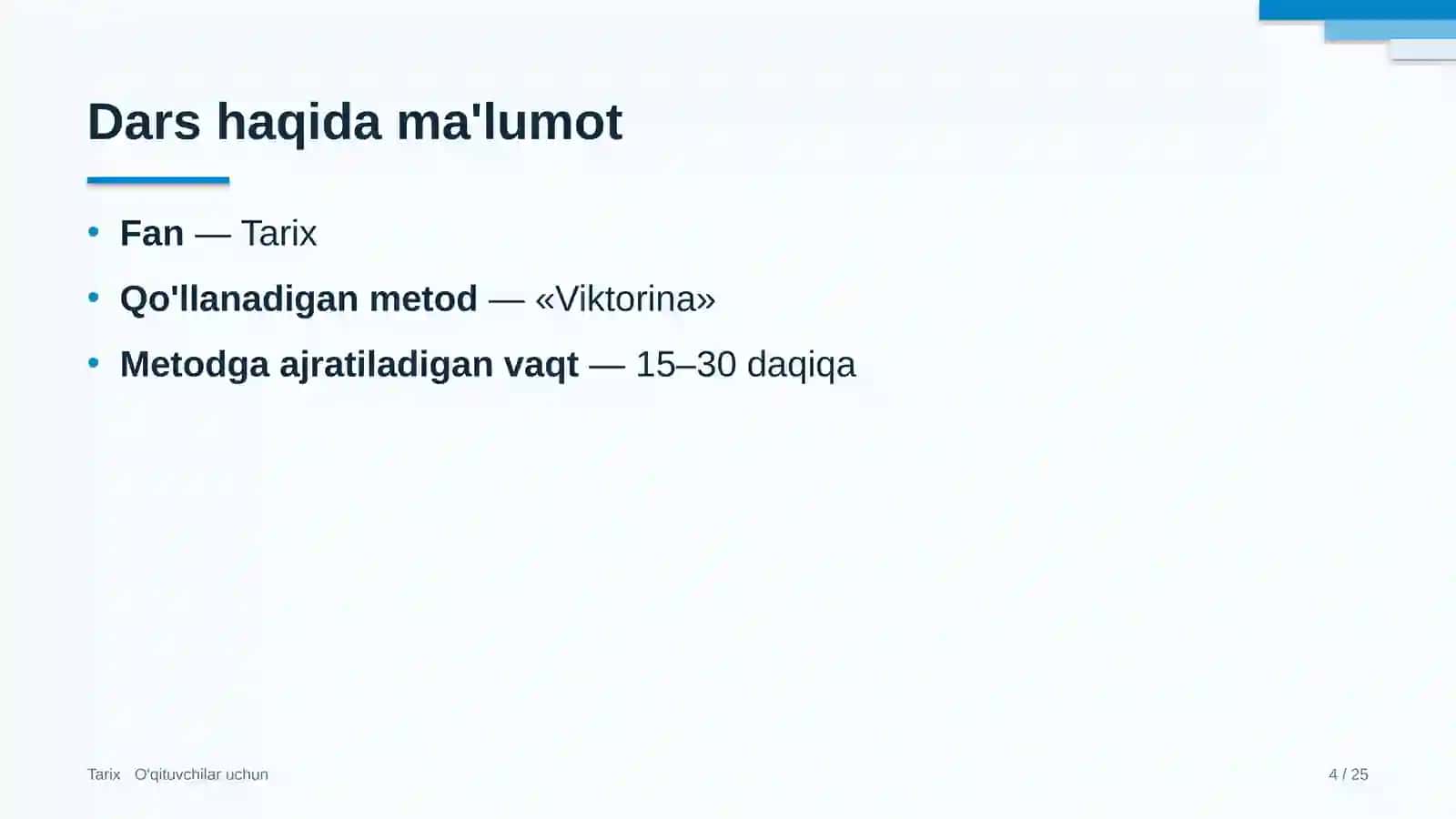 tarix darslarida viktorina metodidan foydalanish 4501 4