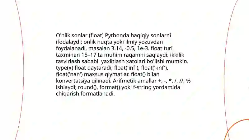 Pythonda malumot turlari 4