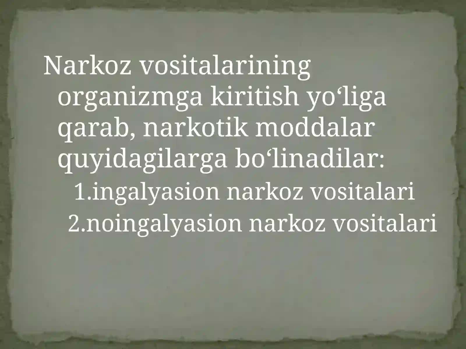 Narkoz  vositalari.  Etil  spirti. Uxlatuvchi vositalar. Alkogolizm va uning asoratlari 4