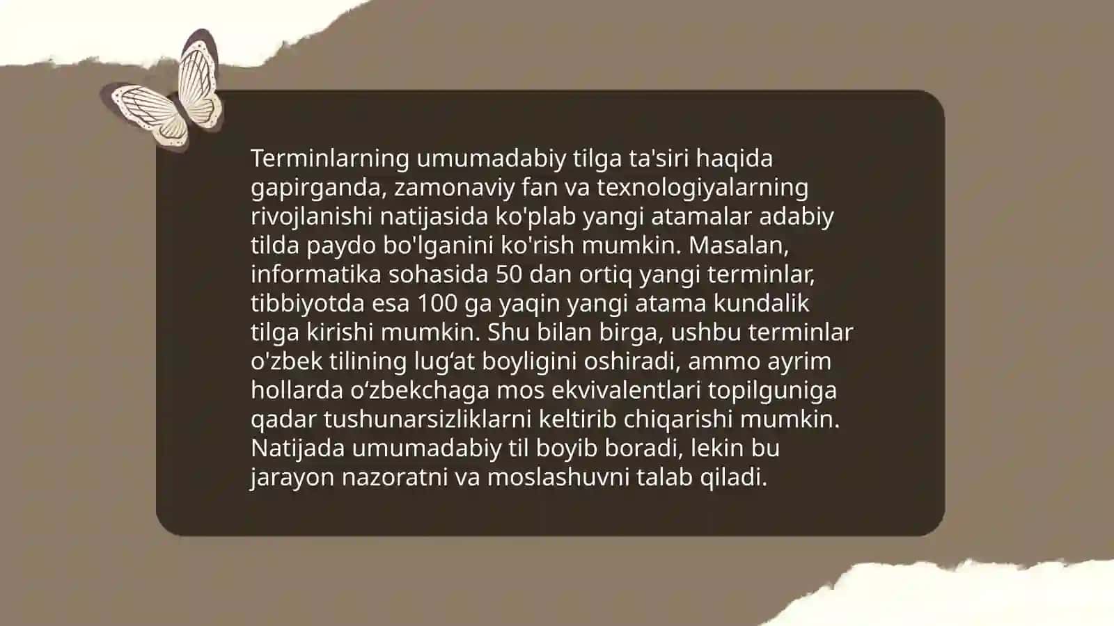 Terminologiyadagi o‘zgarishlarning umumadabiy tildagi jarayonlar bilan bevosita bog‘liqligi 4