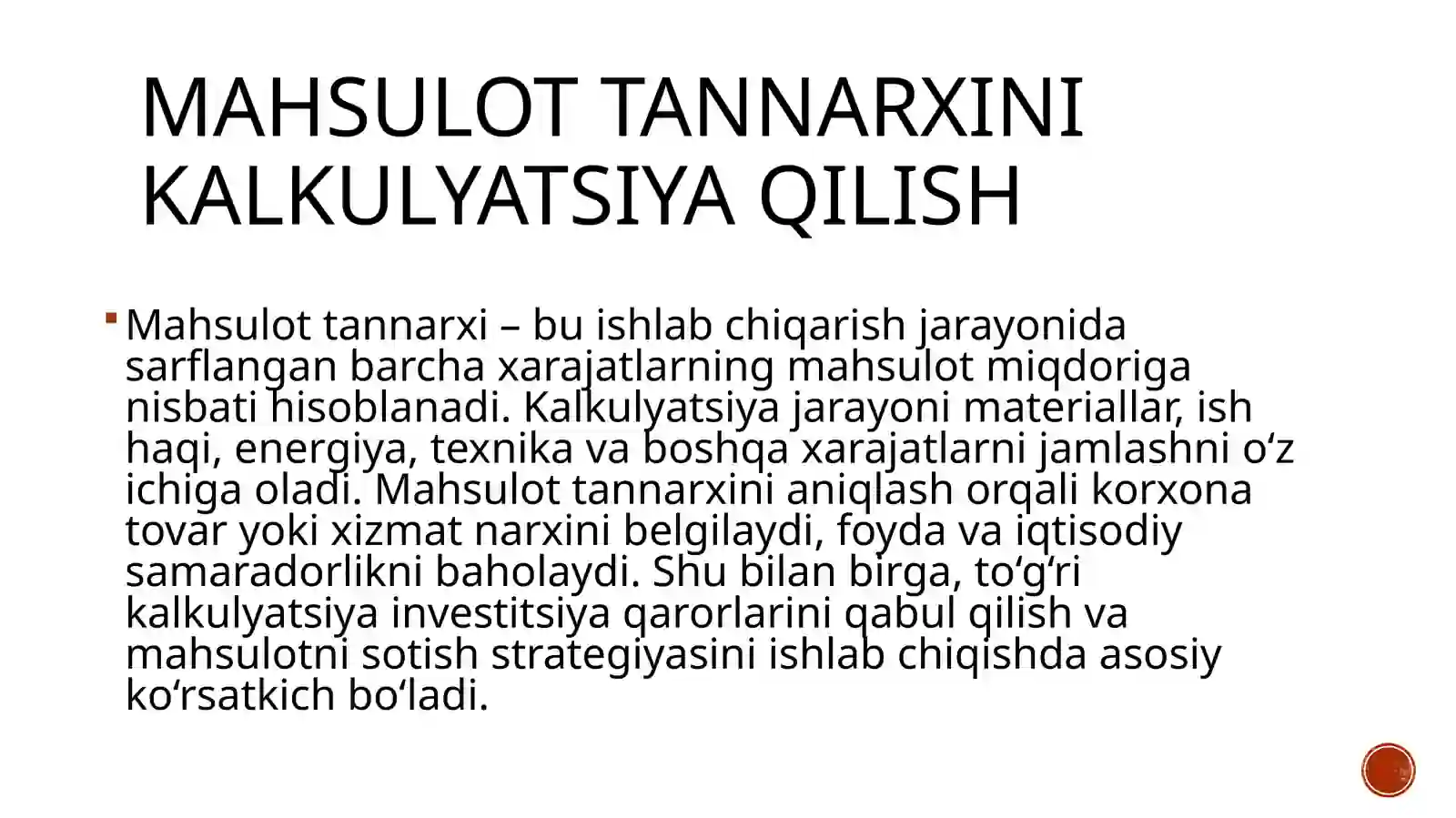 Qishloqxo‘jalik korxonalarida ishlabchiqarish xarajatlari hisobi va mahsulot tan narxini kalkulyatsiya qilish 4