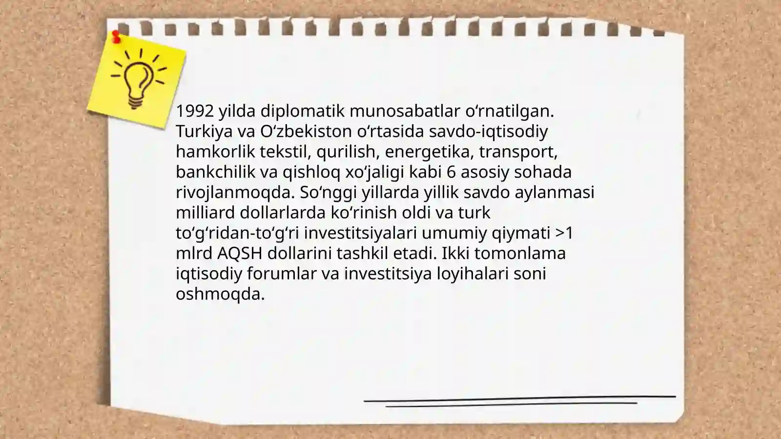 Reja: Turkiya Respublikasi va Oʻzbekiston Respublikasi diplomatik munosabatlari 4