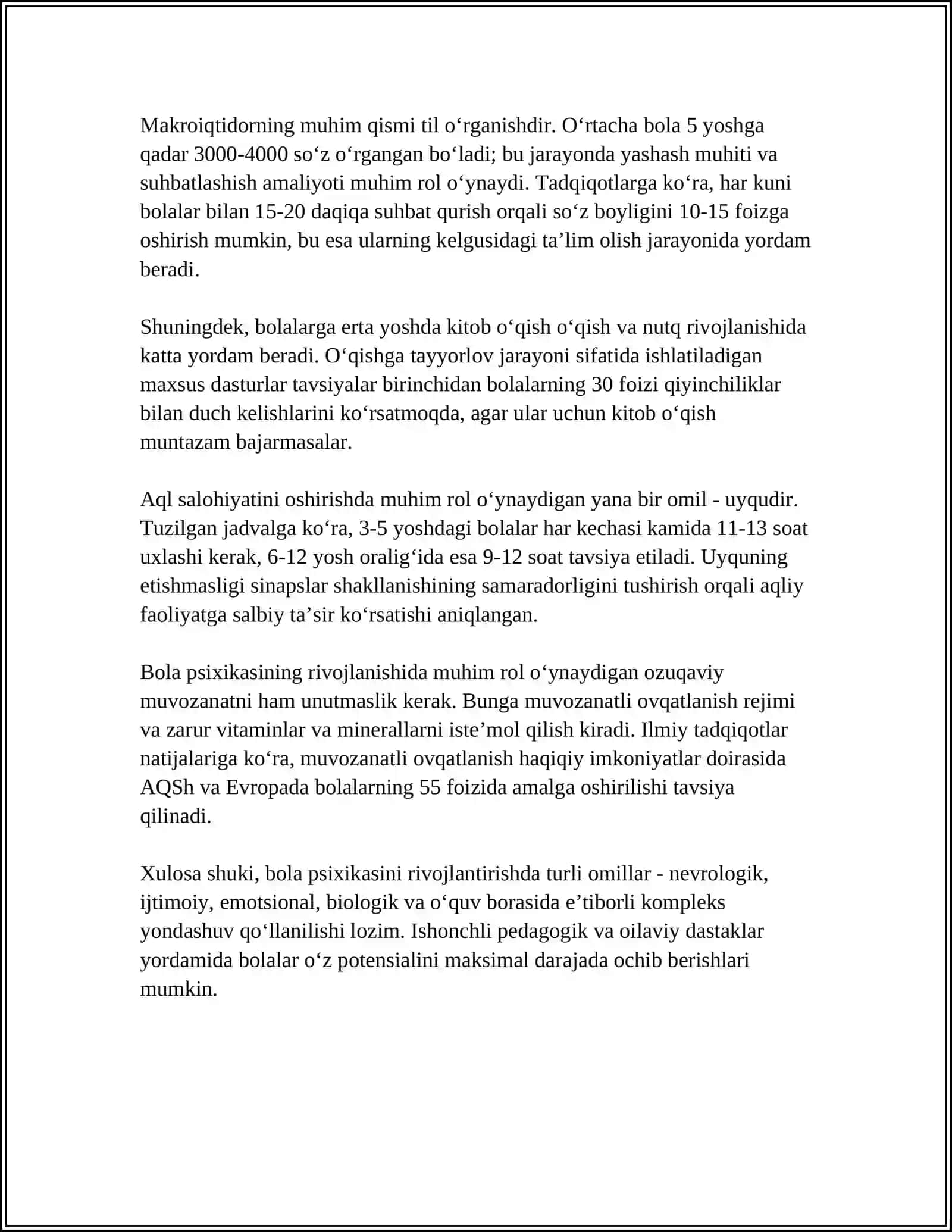 BOLA PSIXIKASINI O'RGANISH PRINSIPLARI 4