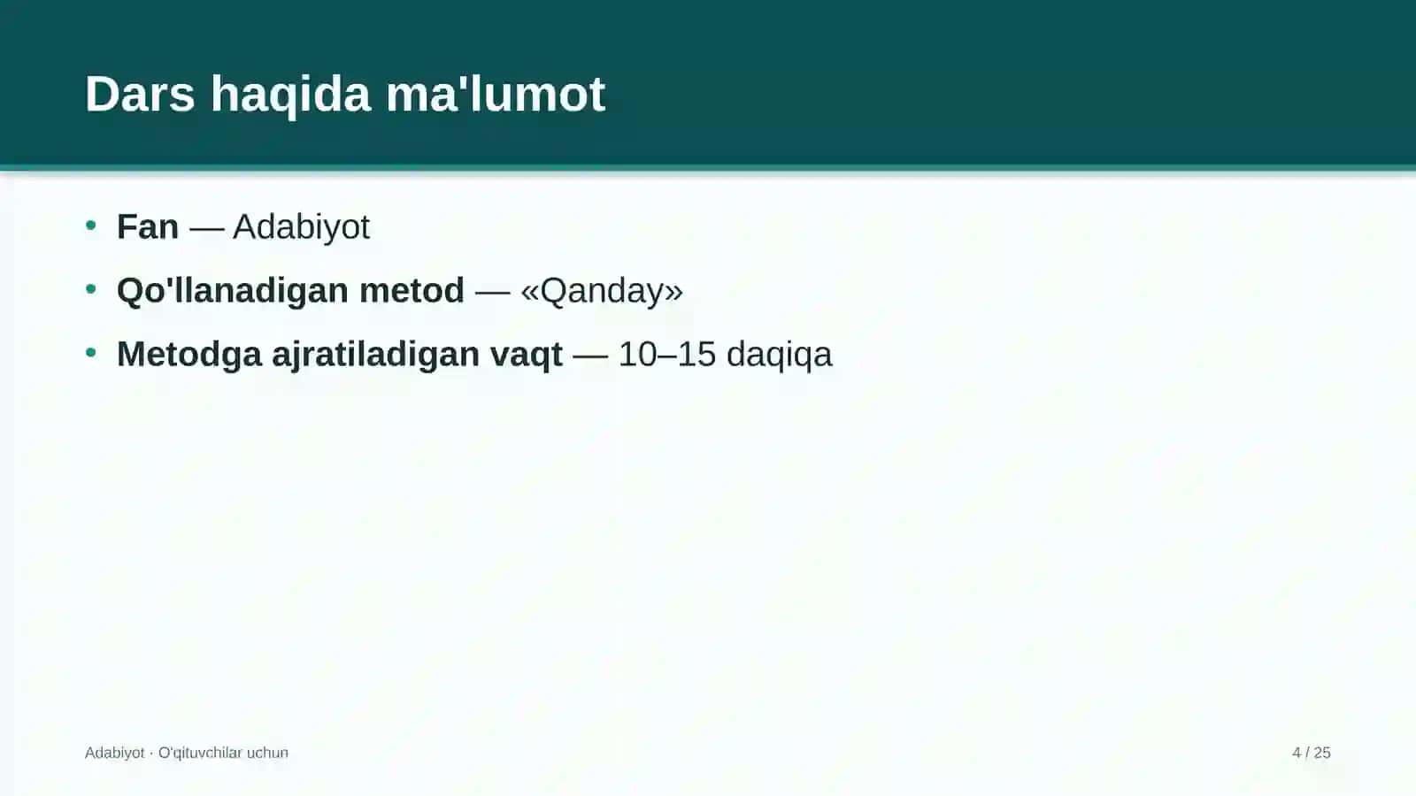 adabiyot darslarida qanday metodidan foydalanish 8083 4