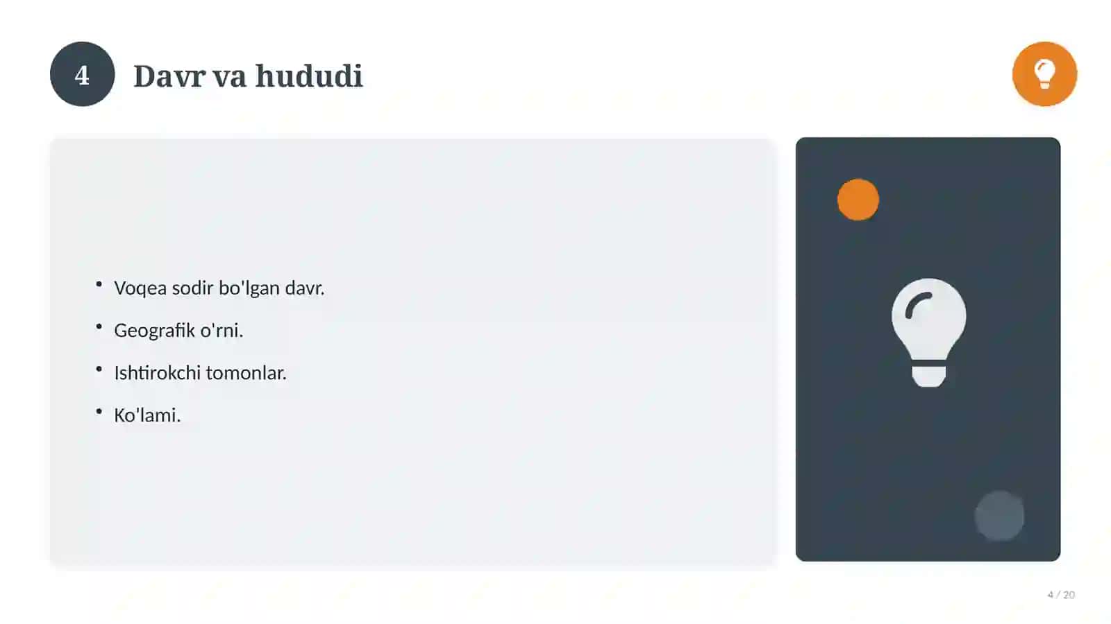 Jahon tarixi fanidan 5-sinf: kalendar-mavzuiy reja 4