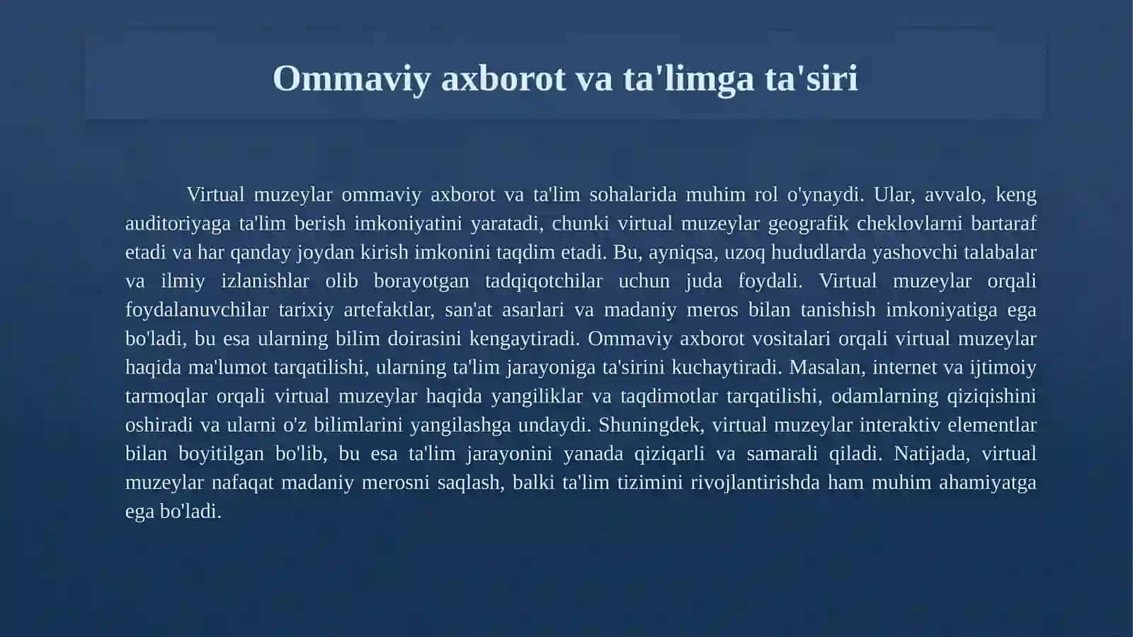 Virtual muzeylar va ularning ahamiyati 4
