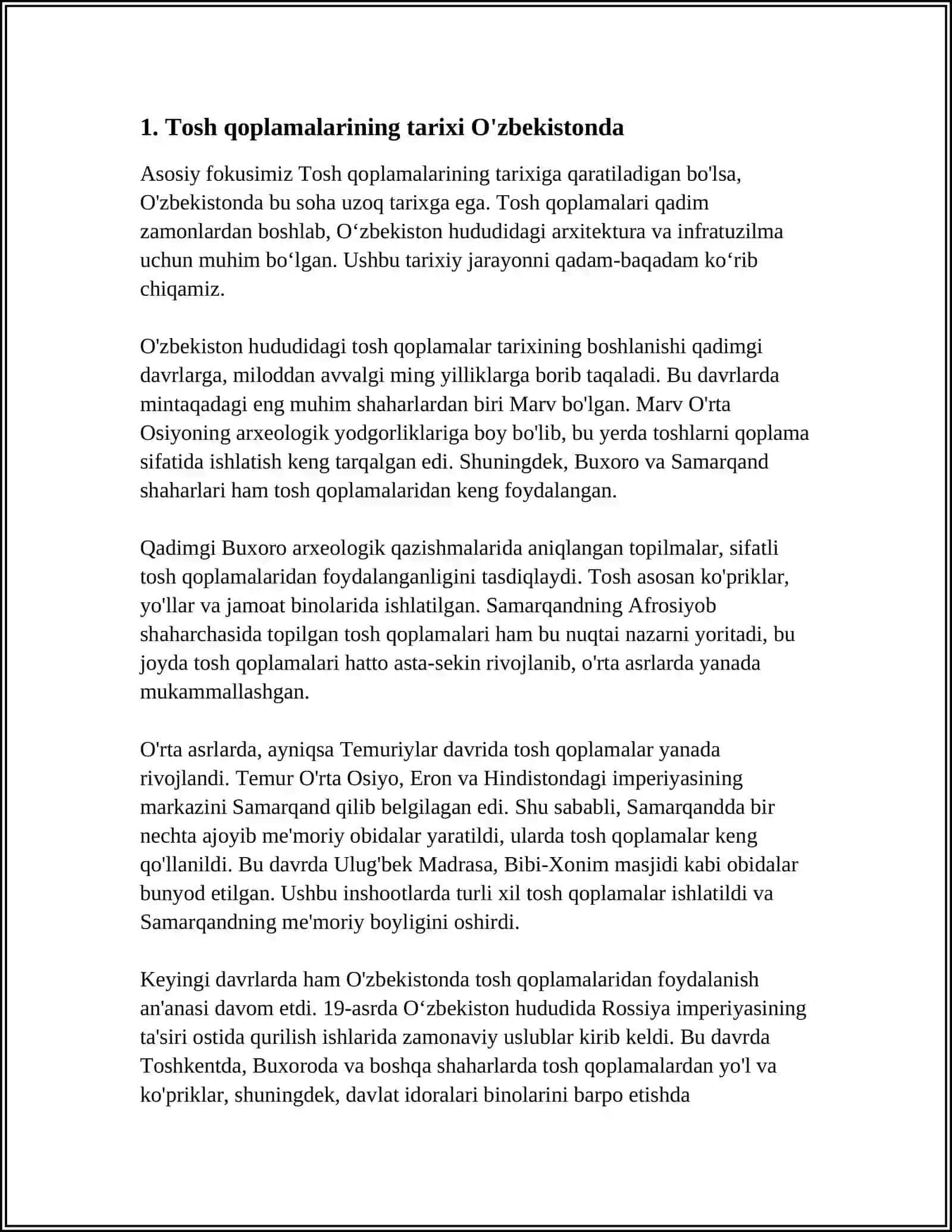 O'ZBEKISTONDA TOSH QOPLAMALAR KONSTRUKSIYALARINING RIVOJLANISHI 4