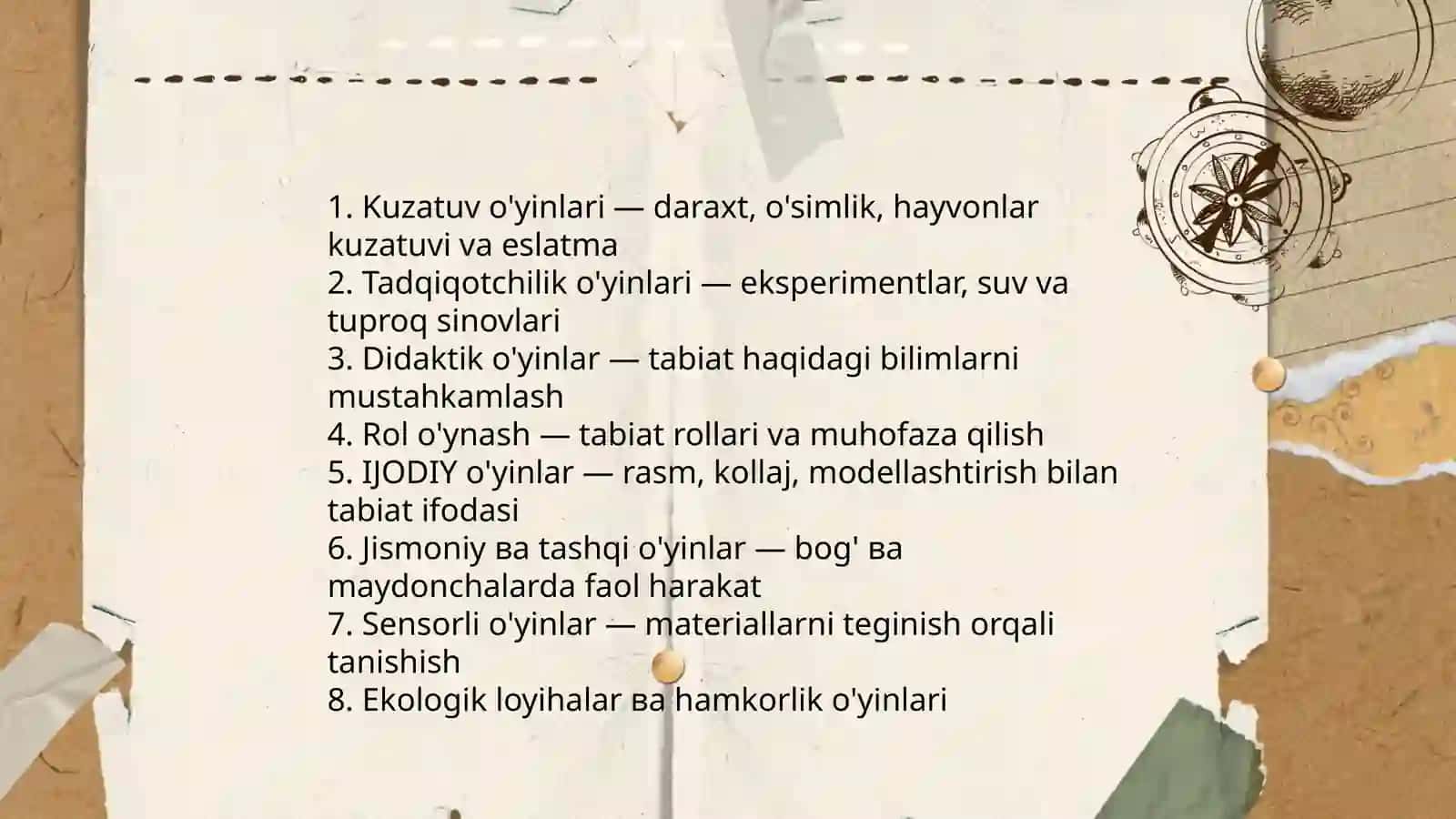 Ўйин технологияларини куллаш оркали табиат билан таништиришнинг моҳияти 4