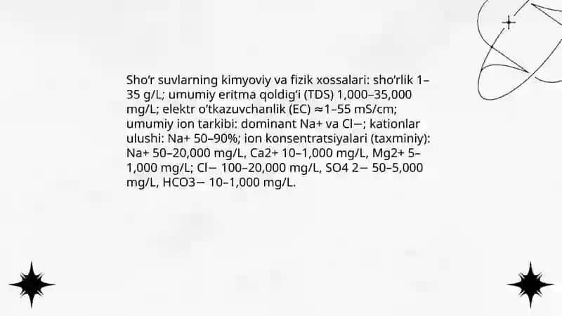O‘zbekiston sharoitida sho‘r suvlarni chuchuklashtirish g‘oyasini yaratish 4