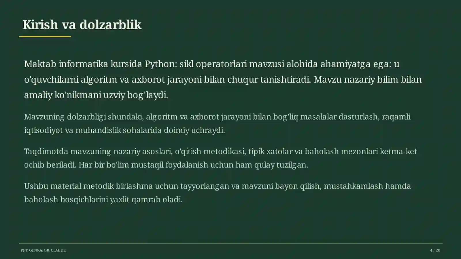 Python: sikl operatorlari (8-sinf) 4