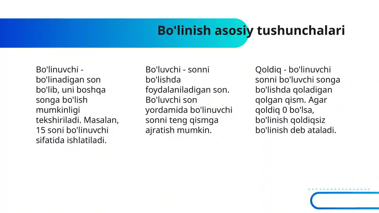 SONLARNING BO'LINISHI 4