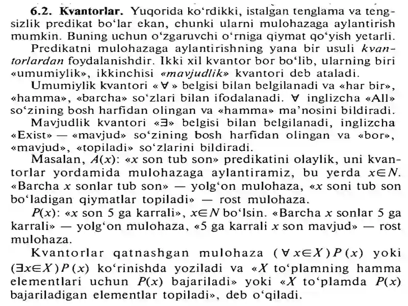 Ma’ruza: Predikatlar va ular ustida amallar 4