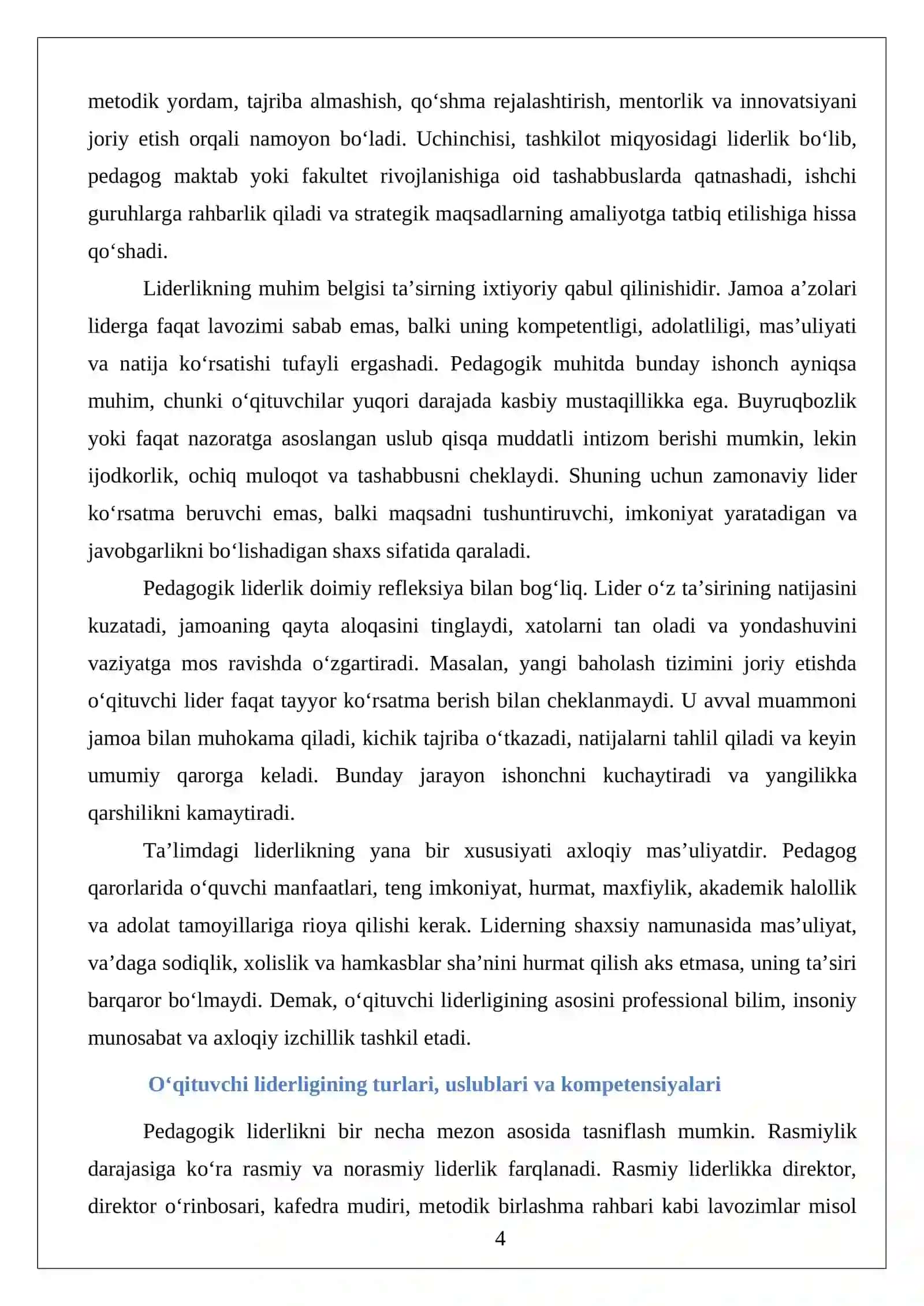 O‘qituvchining liderlik qobiliyati va pedagogik jamoani boshqarish mahorati 4